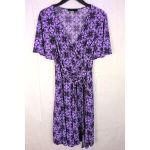 Julie Dillon purple floral true wrap dress Size 8 Boho Classic Artsy Feminine